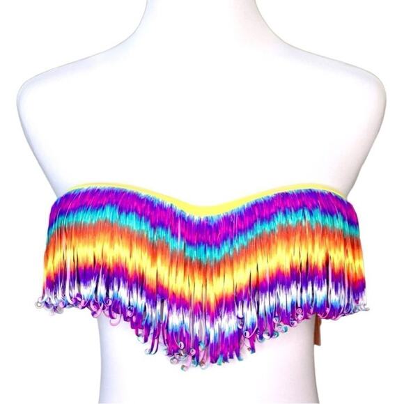 Eve's Temptation Psychedelic Fringed Push Up Bikini Swimsuit SMALL NEW Hyperpop - Picture 7 of 15